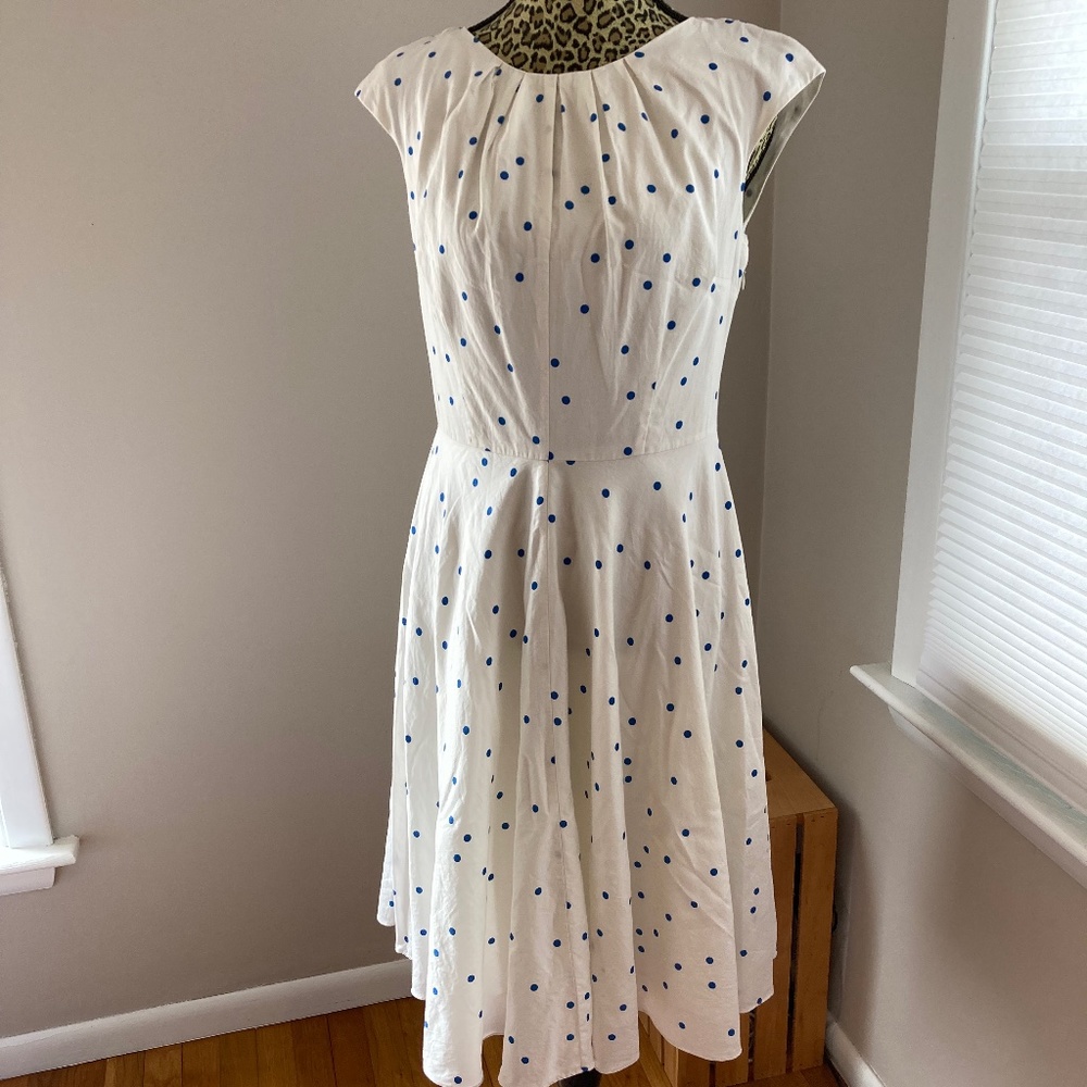 Boden Cotton fit and flare polka dot midi dress